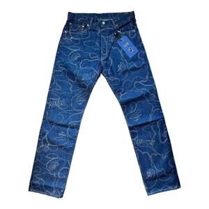 Brand New 33" X 32" Bape Levis Camo Print Denim Jeans